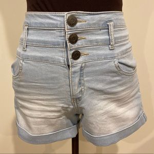 High-Waisted Light Wash Jean Shorts (Sailor Shorts